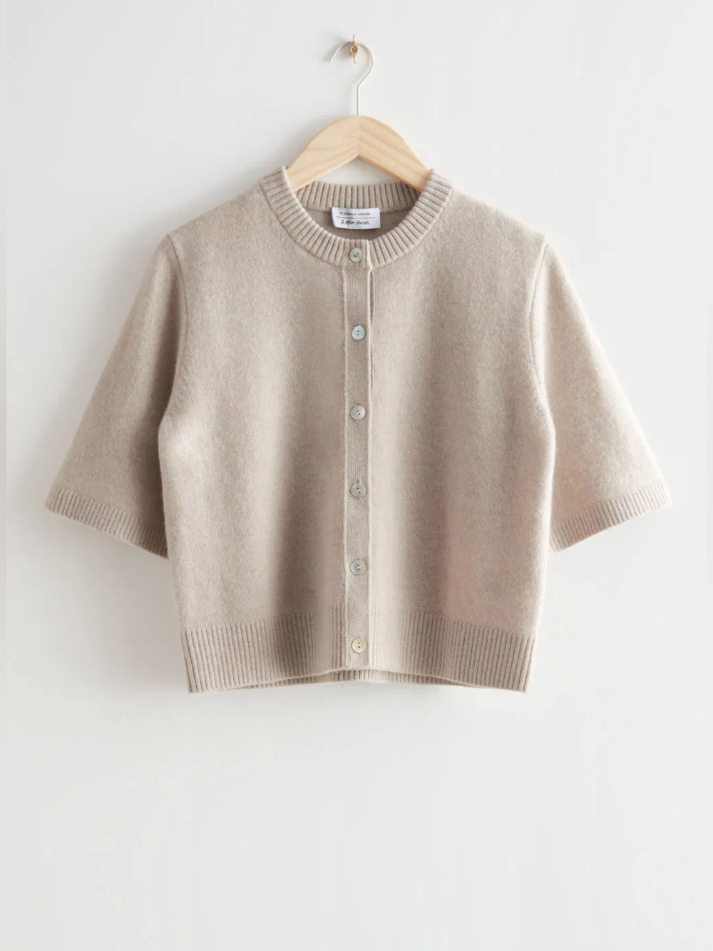 & Other Stories Boxy Wool Short Sleeve Cardigan